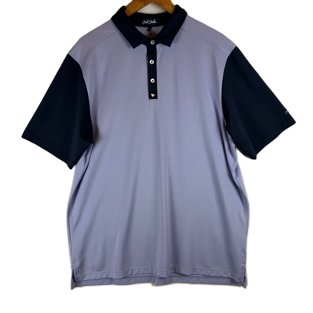 Bad Birdie Mens XL Blue Navy Colorblock Golf Polo Shirt